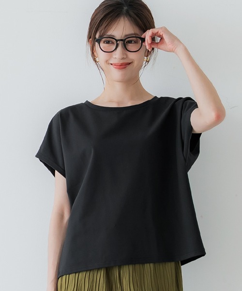 coca(coca)(コカ)の「シルキータッチハーフスリーブ ドルマンTシャツ(Tシャツ/カットソー・レディース・チャコール/ライトピンク/ブラック/ホワイト・L/M/S)」の1枚目の写真