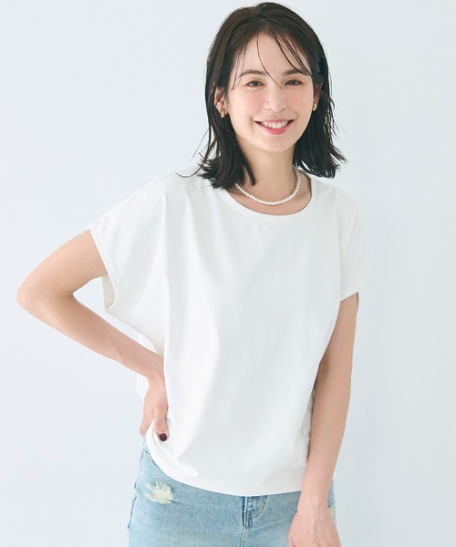 coca(coca)(コカ)の「シルキータッチハーフスリーブ ドルマンTシャツ(Tシャツ/カットソー・レディース・チャコール/ライトピンク/ブラック/ホワイト・L/M/S)」の7枚目の写真