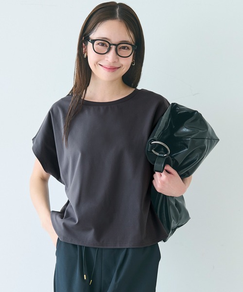 coca(coca)(コカ)の「シルキータッチハーフスリーブ ドルマンTシャツ(Tシャツ/カットソー・レディース・チャコール/ライトピンク/ブラック/ホワイト・L/M/S)」の15枚目の写真