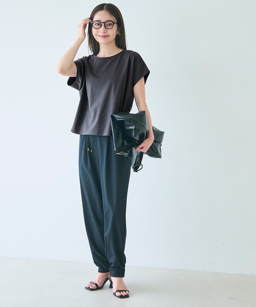 coca(coca)(コカ)の「シルキータッチハーフスリーブ ドルマンTシャツ(Tシャツ/カットソー・レディース・チャコール/ライトピンク/ブラック/ホワイト・L/M/S)」の17枚目の写真