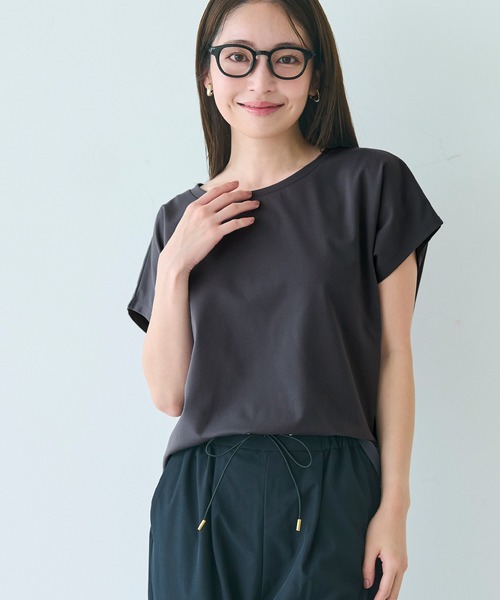 coca(coca)(コカ)の「シルキータッチハーフスリーブ ドルマンTシャツ(Tシャツ/カットソー・レディース・チャコール/ライトピンク/ブラック/ホワイト・L/M/S)」の18枚目の写真