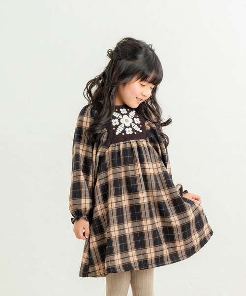 LOSANフラワー刺繍ワンピース90 ランダムフラワー刺繍ワンピース ・7730 | Lehtia - レフティア｜淡色