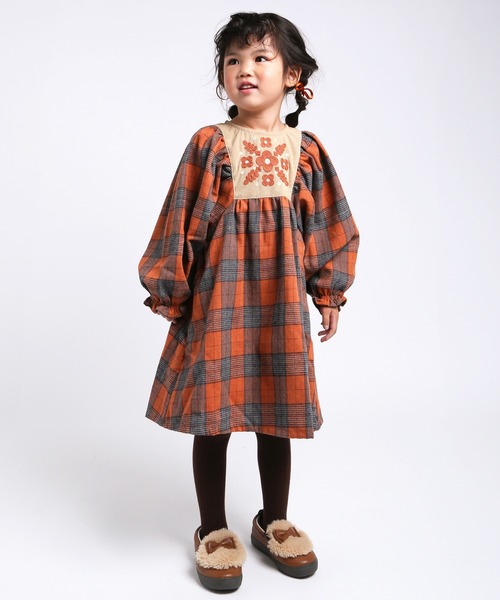 la poche biscuit 花柄　襟付きワンピース 130 ディラッシュ] ラポシェビスキュイ・La Poche biscuit・ボタニカル花柄