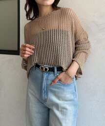 OSKAR - OSKER ベージュ ニットセーター XS/S ショート丈 リブ sb-xx29412_1.jpg