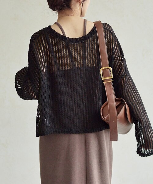 Thevon(ゼボン)の「ショート丈メッシュニット(ニット/セーター・レディース・ベージュ/サンドベージュ/ブラック/ライム・FREE)」の10枚目の写真