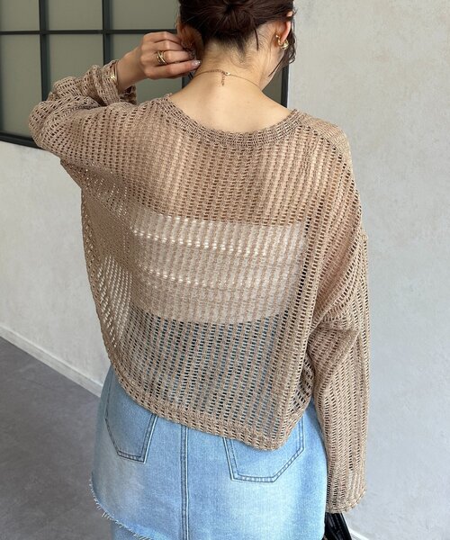 Thevon(ゼボン)の「ショート丈メッシュニット(ニット/セーター・レディース・ベージュ/サンドベージュ/ブラック/ライム・FREE)」の18枚目の写真
