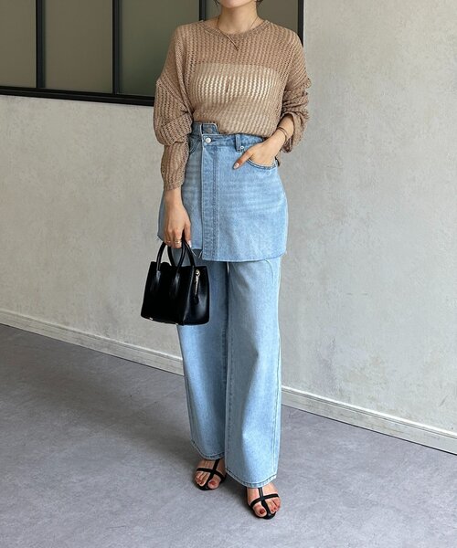 Thevon(ゼボン)の「ショート丈メッシュニット(ニット/セーター・レディース・ベージュ/サンドベージュ/ブラック/ライム・FREE)」の15枚目の写真