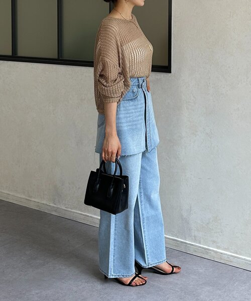 Thevon(ゼボン)の「ショート丈メッシュニット(ニット/セーター・レディース・ベージュ/サンドベージュ/ブラック/ライム・FREE)」の13枚目の写真