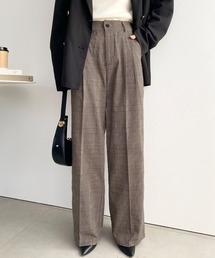 センタープレスツータックセミワイドチェックパンツ
