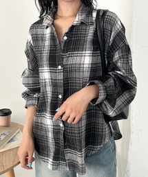 ルーズシルエットチェックネルシャツ