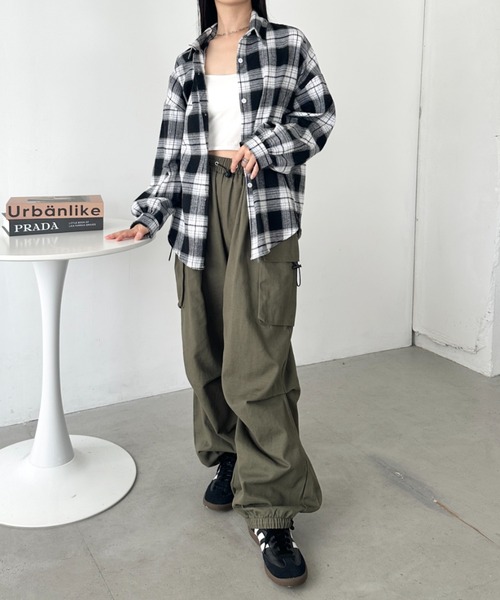 CLEA（クレア）の「ルーズシルエットチェックネルシャツ（シャツ/ブラウス・レディース・イエロー/ベージュ/ネイビー/レッド/グリーン/ピンク/ブラック/イエロー系その他/ライトブルー/ピンク系その他・FREE）」の13枚目の写真