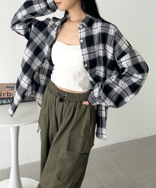 CLEA（クレア）の「ルーズシルエットチェックネルシャツ（シャツ/ブラウス・レディース・イエロー/ベージュ/ネイビー/レッド/グリーン/ピンク/ブラック/イエロー系その他/ライトブルー/ピンク系その他・FREE）」の15枚目の写真