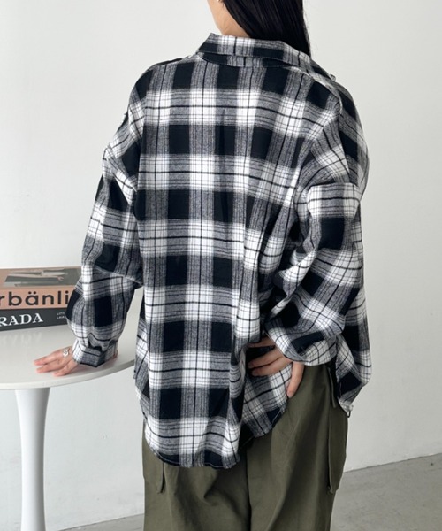 セール】ルーズシルエットチェックネルシャツ（シャツ/ブラウス