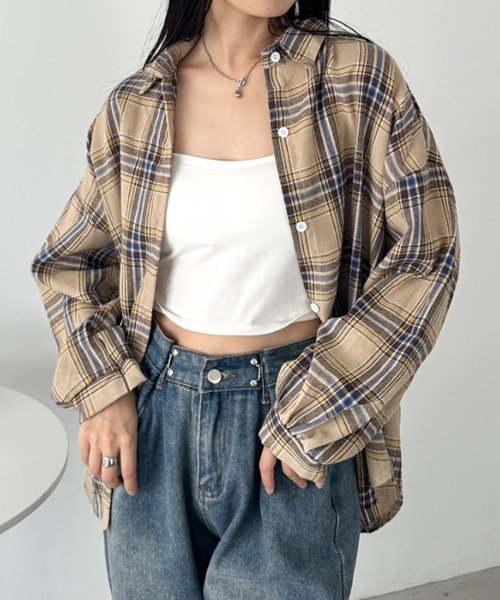 CLEA（クレア）の「ルーズシルエットチェックネルシャツ（シャツ/ブラウス・レディース・イエロー/ベージュ/ネイビー/レッド/グリーン/ピンク/ブラック/イエロー系その他/ライトブルー/ピンク系その他・FREE）」の19枚目の写真