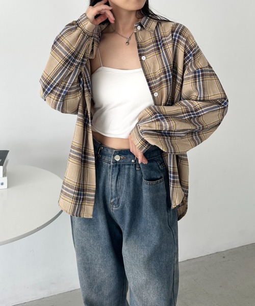 CLEA（クレア）の「ルーズシルエットチェックネルシャツ（シャツ/ブラウス・レディース・イエロー/ベージュ/ネイビー/レッド/グリーン/ピンク/ブラック/イエロー系その他/ライトブルー/ピンク系その他・FREE）」の20枚目の写真