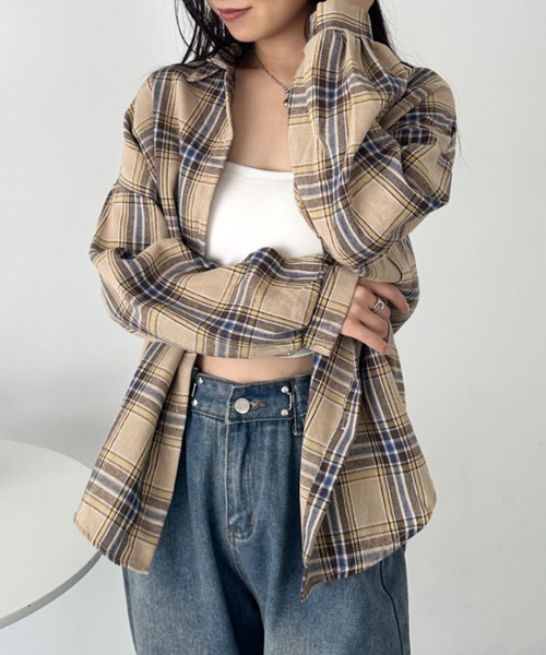 CLEA（クレア）の「ルーズシルエットチェックネルシャツ（シャツ/ブラウス・レディース・イエロー/ベージュ/ネイビー/レッド/グリーン/ピンク/ブラック/イエロー系その他/ライトブルー/ピンク系その他・FREE）」の18枚目の写真