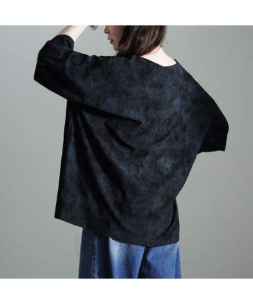 GOLDJAPAN(ゴールドジャパン)の「ムラ染めクラッシュ加工BIGTシャツ【大きいサイズ対応】(Tシャツ/カットソー・レディース・グレー/ブラック・LL~3L/4L~5L)」の11枚目の写真