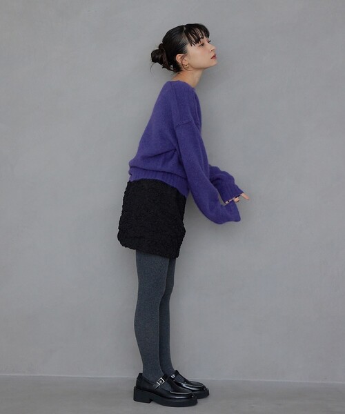 EMMEL REFINESスウェットライク バイカラー ニット プルオーバー EMMEL