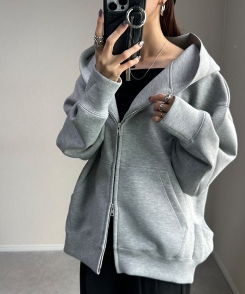 新色追加/もちもちシリーズ】W ZIP ボンディングBIGパーカー