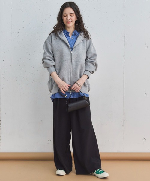 Doux archives（ドゥアルシーヴ）の「【新色追加/もちもちシリーズ】W ZIP ボンディングBIGパーカー（パーカー・レディース・グレイッシュベージュ/ブラック/グレー/ブラウン・38）」の5枚目の写真