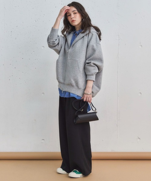 Doux archives（ドゥアルシーヴ）の「【新色追加/もちもちシリーズ】W ZIP ボンディングBIGパーカー（パーカー・レディース・グレイッシュベージュ/ブラック/グレー/ブラウン・38）」の6枚目の写真