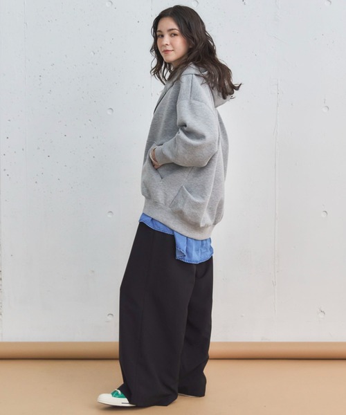 Doux archives（ドゥアルシーヴ）の「【新色追加/もちもちシリーズ】W ZIP ボンディングBIGパーカー（パーカー・レディース・グレイッシュベージュ/ブラック/グレー/ブラウン・38）」の7枚目の写真