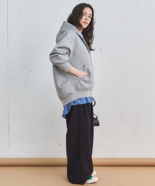 Doux archives（ドゥアルシーヴ）の「【新色追加/もちもちシリーズ】W ZIP ボンディングBIGパーカー（パーカー・レディース・グレイッシュベージュ/ブラック/グレー/ブラウン・38）」の9枚目の写真