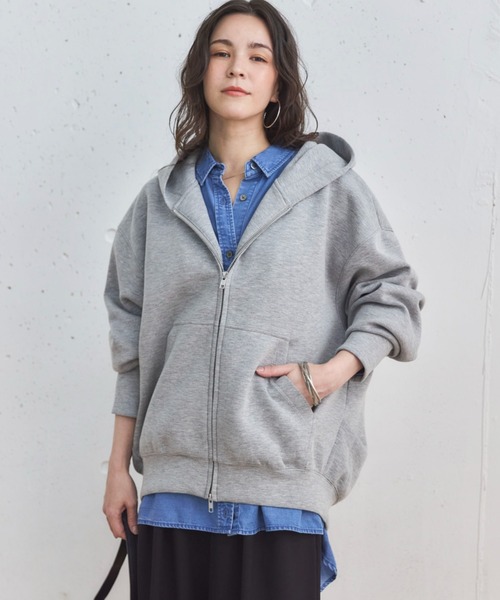 Doux archives（ドゥアルシーヴ）の「【新色追加/もちもちシリーズ】W ZIP ボンディングBIGパーカー（パーカー・レディース・グレイッシュベージュ/ブラック/グレー/ブラウン・38）」の10枚目の写真