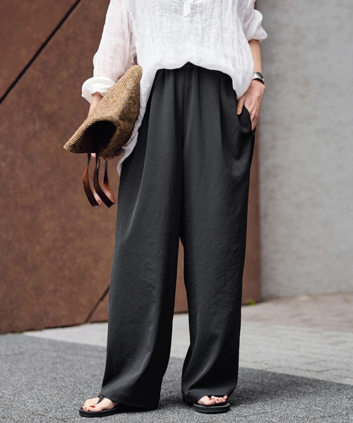 FRAMeWORK（フレームワーク）の「≪追加≫ 手洗い可 / ポリエステルツイルリラックスパンツ 3（その他パンツ・レディース・ホワイト/ブラック/ベージュ・38/36/34/40）」の2枚目の写真