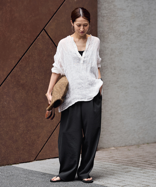 FRAMeWORK（フレームワーク）の「≪追加≫ 手洗い可 / ポリエステルツイルリラックスパンツ 3（その他パンツ・レディース・ホワイト/ブラック/ベージュ・38/36/34/40）」の4枚目の写真