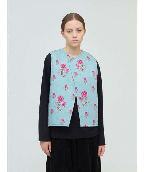 セール】mizuiro ind 2WAYプリントキルティングベスト（ベスト