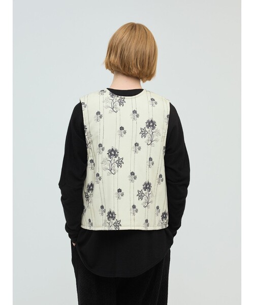 セール】mizuiro ind 2WAYプリントキルティングベスト（ベスト