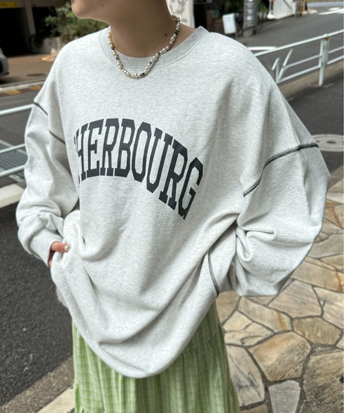 PILIT(ピリット)の「配色ステッチオーバースウェット(スウェット・レディース・オートミール/ブラウン・MEDIUM)」の1枚目の写真