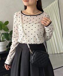 prose verse | フロッキードットボートネックシアートップス(Tシャツ/カットソー)