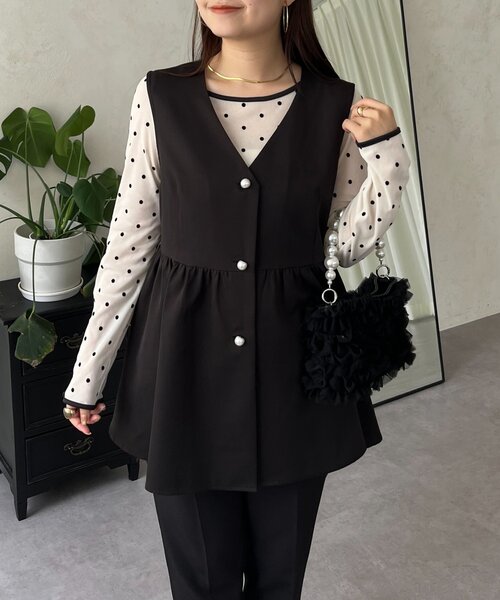 prose verse(プロズヴェール)の「フロッキードットボートネックシアートップス(Tシャツ/カットソー・レディース・ブラック/アイボリー/ブラック系その他/ホワイト系その他・LARGE/MEDIUM)」の10枚目の写真