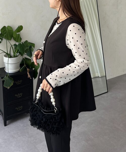 prose verse(プロズヴェール)の「フロッキードットボートネックシアートップス(Tシャツ/カットソー・レディース・ブラック/アイボリー/ブラック系その他/ホワイト系その他・LARGE/MEDIUM)」の11枚目の写真