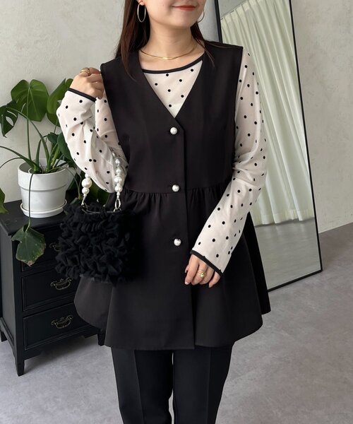 prose verse(プロズヴェール)の「フロッキードットボートネックシアートップス(Tシャツ/カットソー・レディース・ブラック/アイボリー/ブラック系その他/ホワイト系その他・LARGE/MEDIUM)」の12枚目の写真