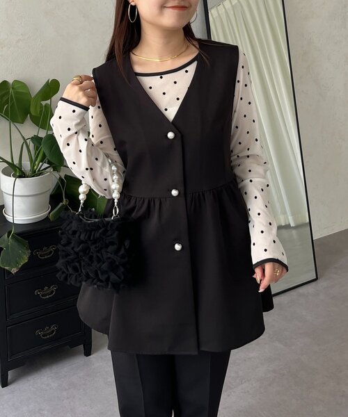 prose verse(プロズヴェール)の「フロッキードットボートネックシアートップス(Tシャツ/カットソー・レディース・ブラック/アイボリー/ブラック系その他/ホワイト系その他・LARGE/MEDIUM)」の13枚目の写真