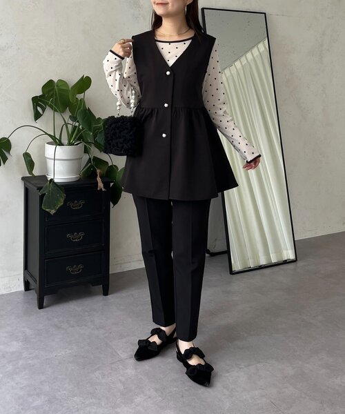 prose verse(プロズヴェール)の「フロッキードットボートネックシアートップス(Tシャツ/カットソー・レディース・ブラック/アイボリー/ブラック系その他/ホワイト系その他・LARGE/MEDIUM)」の15枚目の写真