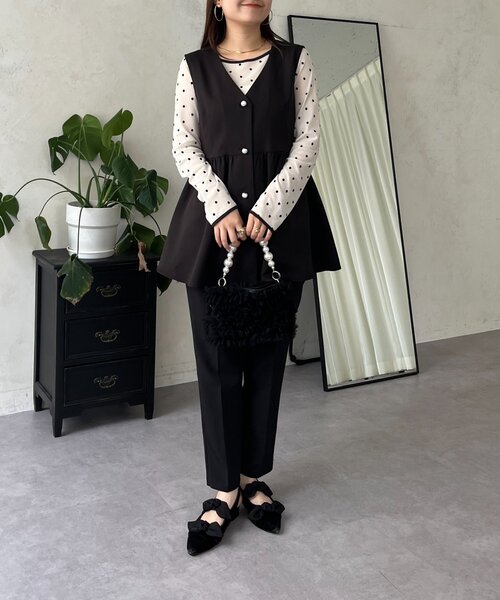 prose verse(プロズヴェール)の「フロッキードットボートネックシアートップス(Tシャツ/カットソー・レディース・ブラック/アイボリー/ブラック系その他/ホワイト系その他・LARGE/MEDIUM)」の16枚目の写真