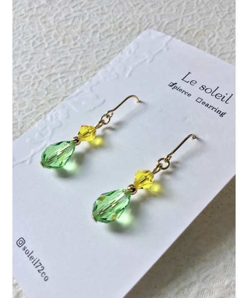 tone（トーン）の「【Le soleil】爽やかグリーン　スワロフスキーピアス(MA)（ピアス（両耳用）・レディース・その他2/その他1・FREE）」の2枚目の写真