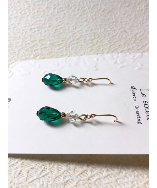 tone（トーン）の「【Le soleil】爽やかグリーン　スワロフスキーピアス(MA)（ピアス（両耳用）・レディース・その他2/その他1・FREE）」の4枚目の写真