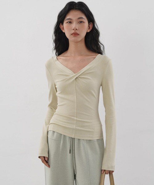 トップス Rame long sleeve tops セール】ツイストフロントトップス EM25a054【EIGHTHMONTH】（Tシャツ