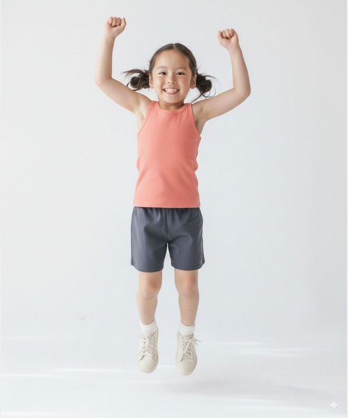 CHERMEL(チャーメル)の「Rib Tank Top(タンクトップ・キッズ・アッシュグレー/ホワイト系その他/コーラルピンク/ブラウン/ラベンダー/ブラック・110/120/130/140/100)」の6枚目の写真