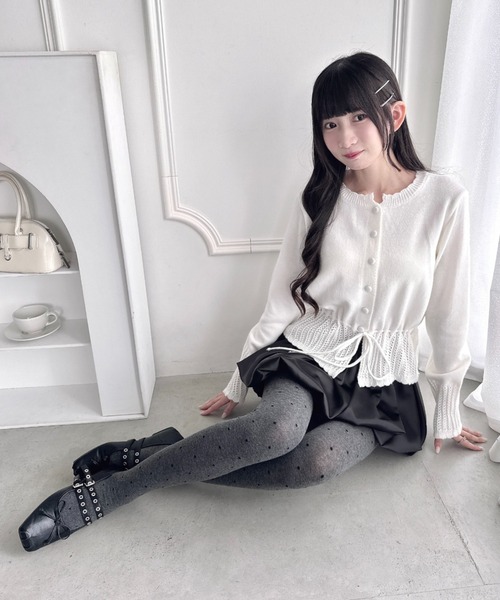 Loueme(ルエム)の「ドット柄ニットタイツ(タイツ/ストッキング・レディース・ブラック/オフホワイト/チャコールグレー・FREE)」の20枚目の写真
