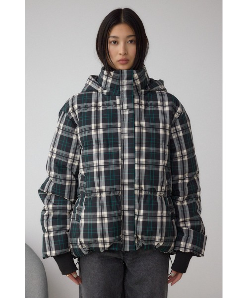 セール】B-HEAT フード付き中綿チェックジャケット（ブルゾン）｜AZUL