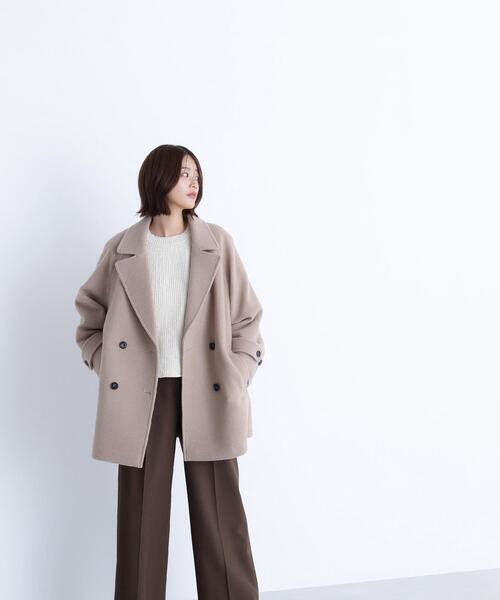 NATURAL BEAUTY BASIC(ナチュラルビューティーベーシック)の「◇ダブルブレストフォルムミドルコート(ピーコート・レディース・ダークブラウン/ベージュ/ネイビー/グレー・SMALL/MEDIUM)」の21枚目の写真