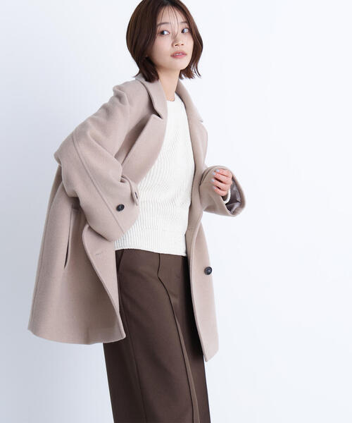 NATURAL BEAUTY BASIC ベージュ ダブルブレストピーコート セール】ダブルブレストハーフコート(505430142) | ナチュラル