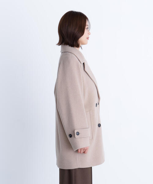 きさき極美品✨ フレッドペリーネイビー ウール ピーコート ダブルブレスト きさき極美品✨ フレッドペリーネイビー ウール ピーコート
