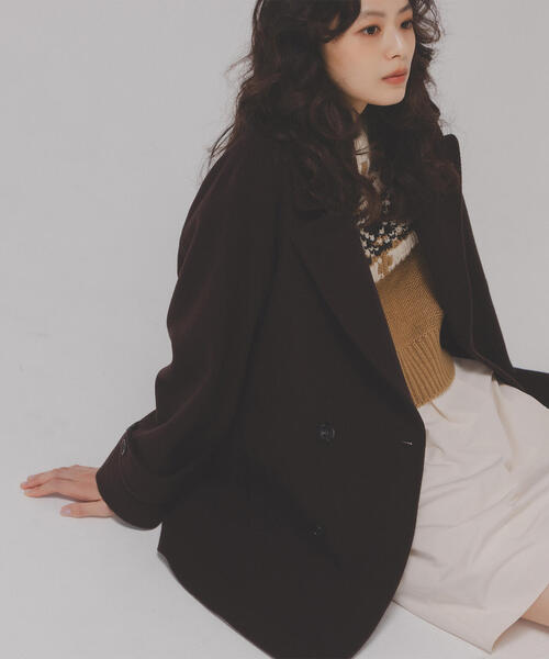 ◇ダブルブレストフォルムミドルコート（ピーコート）｜NATURAL